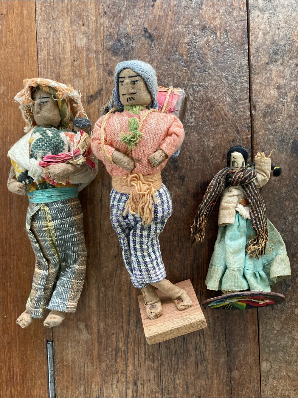 Handmade Vintage Style Textile Dolls - Set of 3
